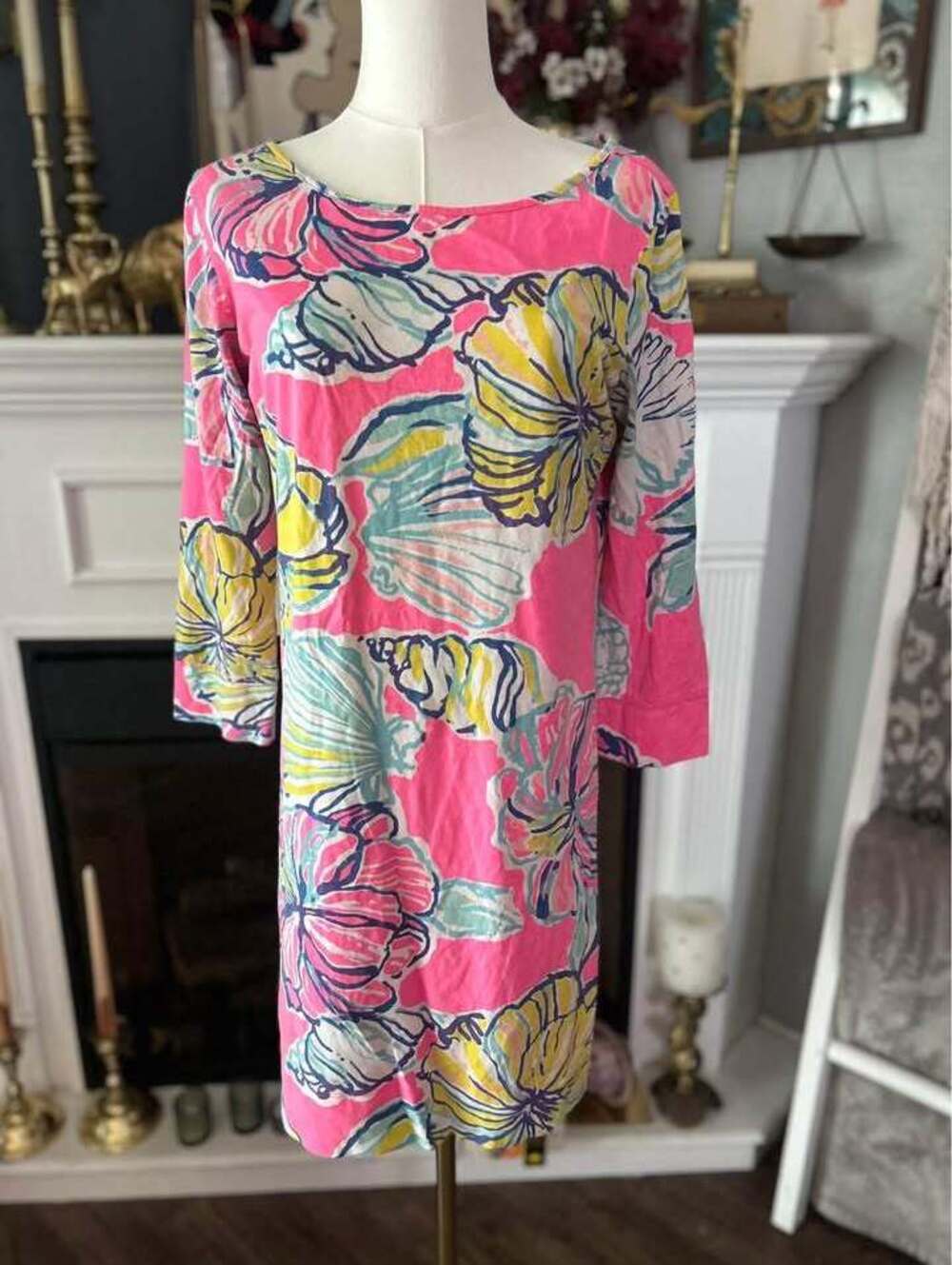 Lilly Pulitzer Pink Shell Print Tunic Dress Size Medium Women’s